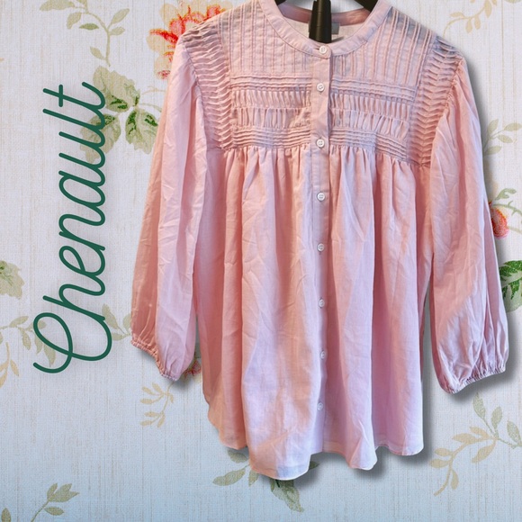 Chenault Tops - NWT Chenault Blouse. Feminine Boho Barbie pink peasant top with pintucks. Size M